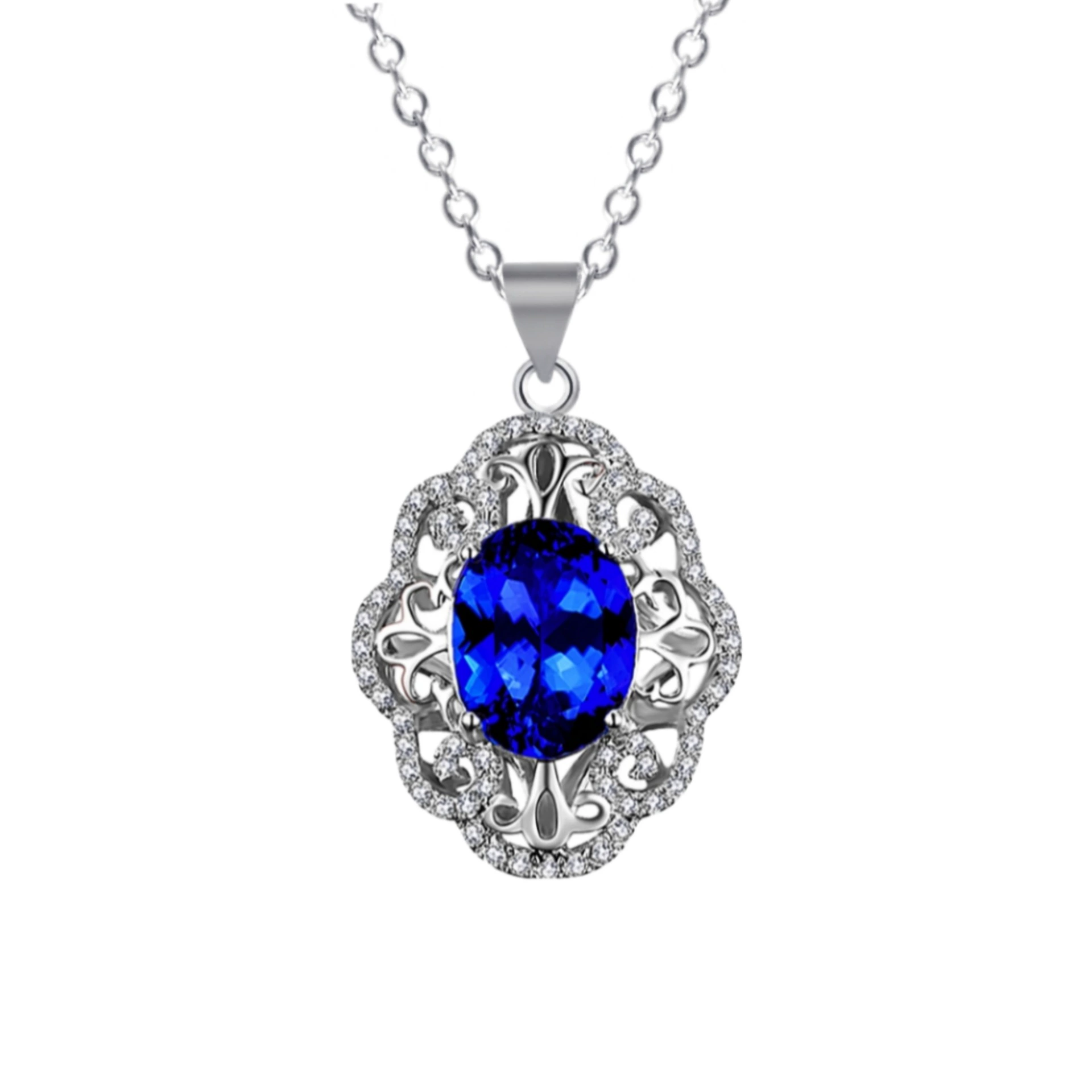 Модный sapphire кулон, украшенный цветами, с драгоценным камнем