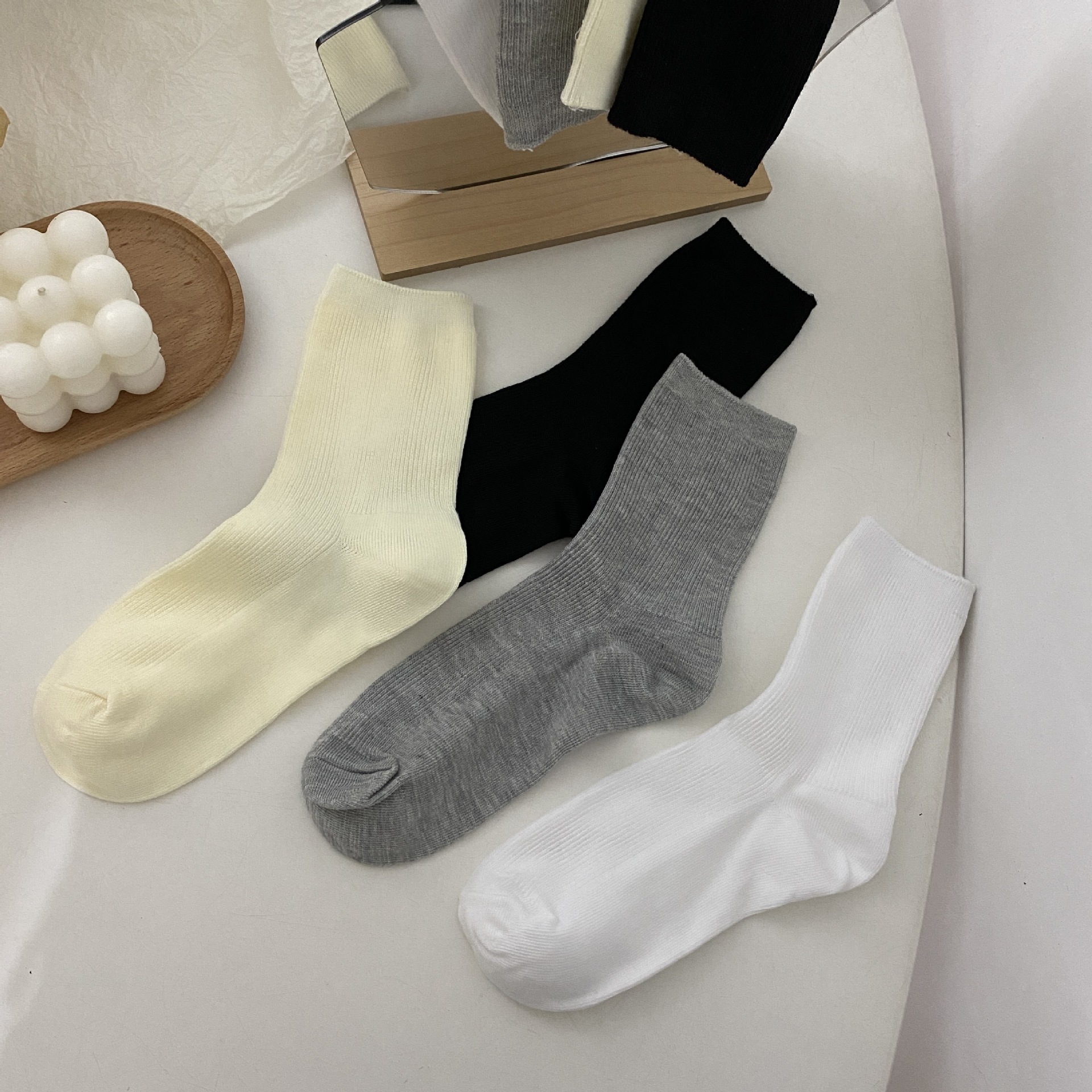 Female Korean candy color socks in tube socks