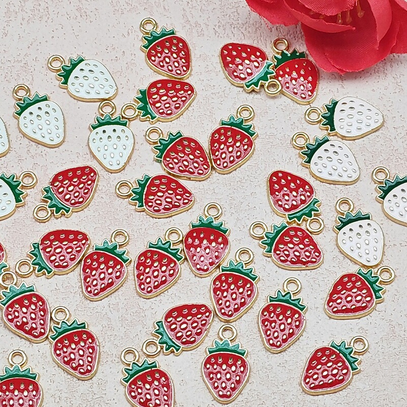 Alloy DIY Fruit Series Accessories Cherry Strawberry Enamel Pendants Handmade DIY Bracelet Keychain Jewelry Charms