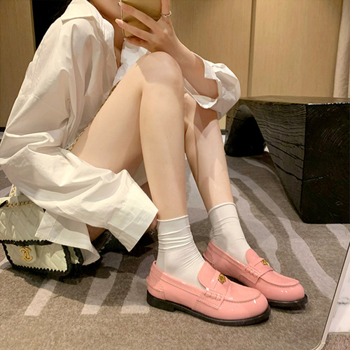 Grape Mom Studiolee Autumn New Gold Buckle Shoes Thick Heel Thick Soled Small Leather Shoes British Style Loafers for Women