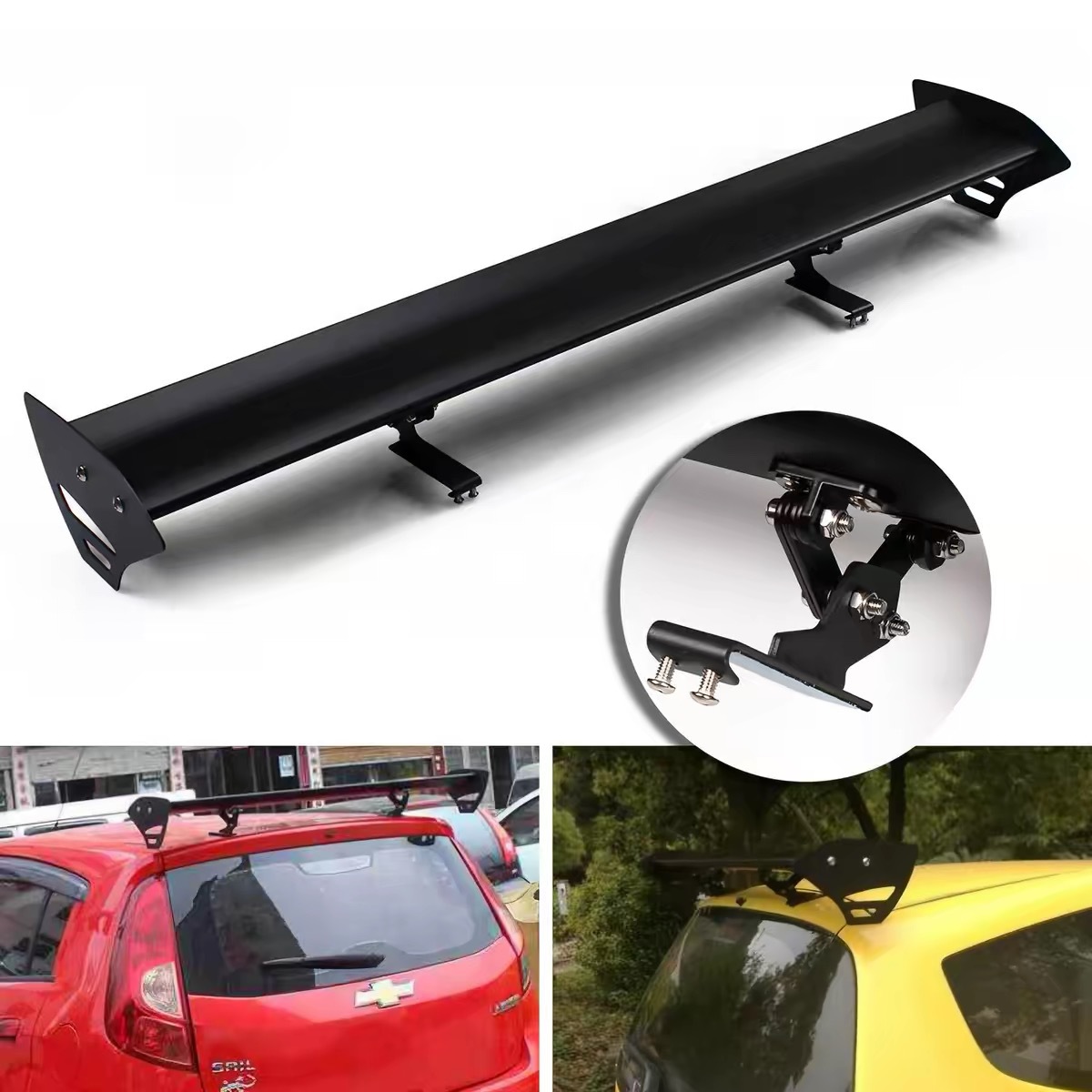 Cross-Border Hot-Selling Car Rear Wing Modification, No-Drill Single-Layer Aluminum Alloy Rear Wing, Hatchback Car Wind Deflector Spoiler