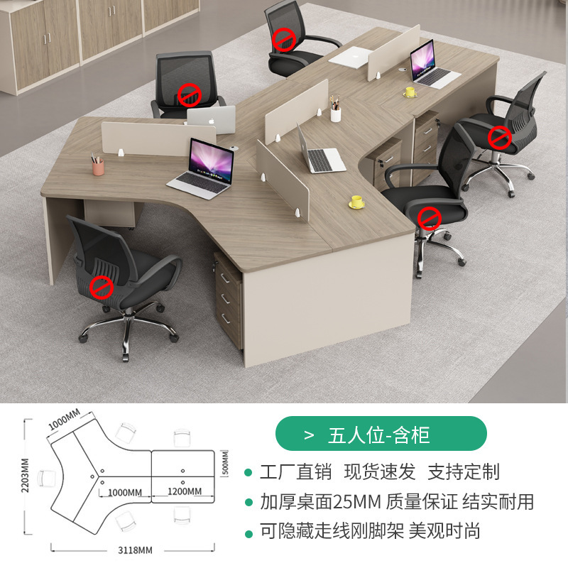 电脑职员桌3/5/6人工位异型简约现代屏风隔断办公室财务组合桌椅|undefined