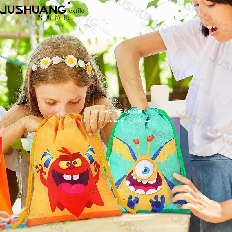 怪兽三双肩抽绳背包袋子  便携收纳袋涤纶手提抽绳袋束口袋亚马逊