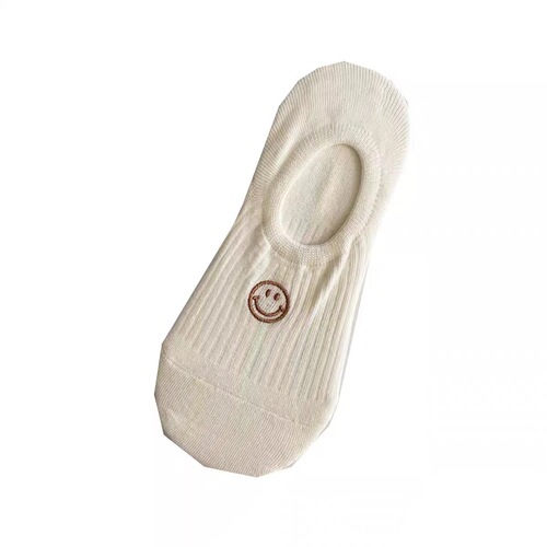 Summer non-slip glue boat socks for men and women, smiley face embroidered socks, versatile invisible socks, Korean ins girls' shallow socks