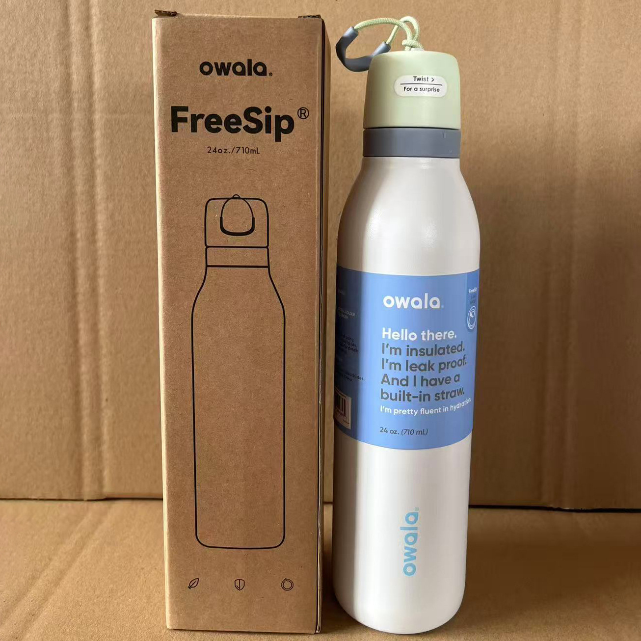 Owala mismo estilo, pajita portátil de gran capacidad, taza doble para beber, termo de acero inoxidable 304, hervidor de agua para deportes al aire libre portátil