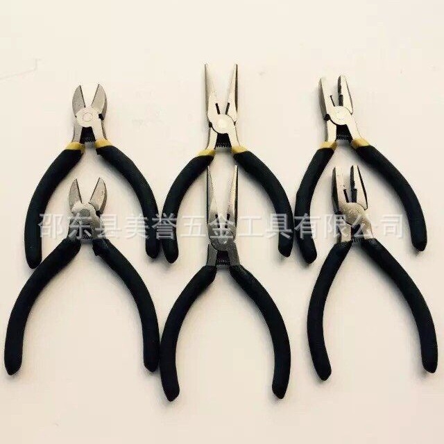 4.5寸粘塑仿锻迷你尖嘴钳钢丝钳斜口钳  家用手动工具 小五金工具