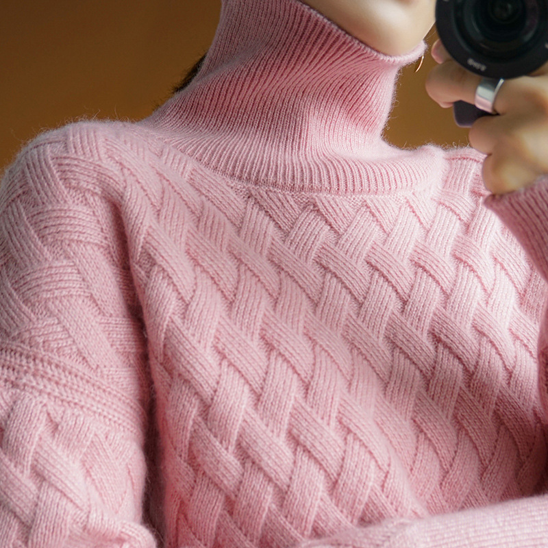 Women's Clothing High Collar Sweater Women Loose Thickened Women Autumn And Winter Mat Knitted Sweater_voghion.com