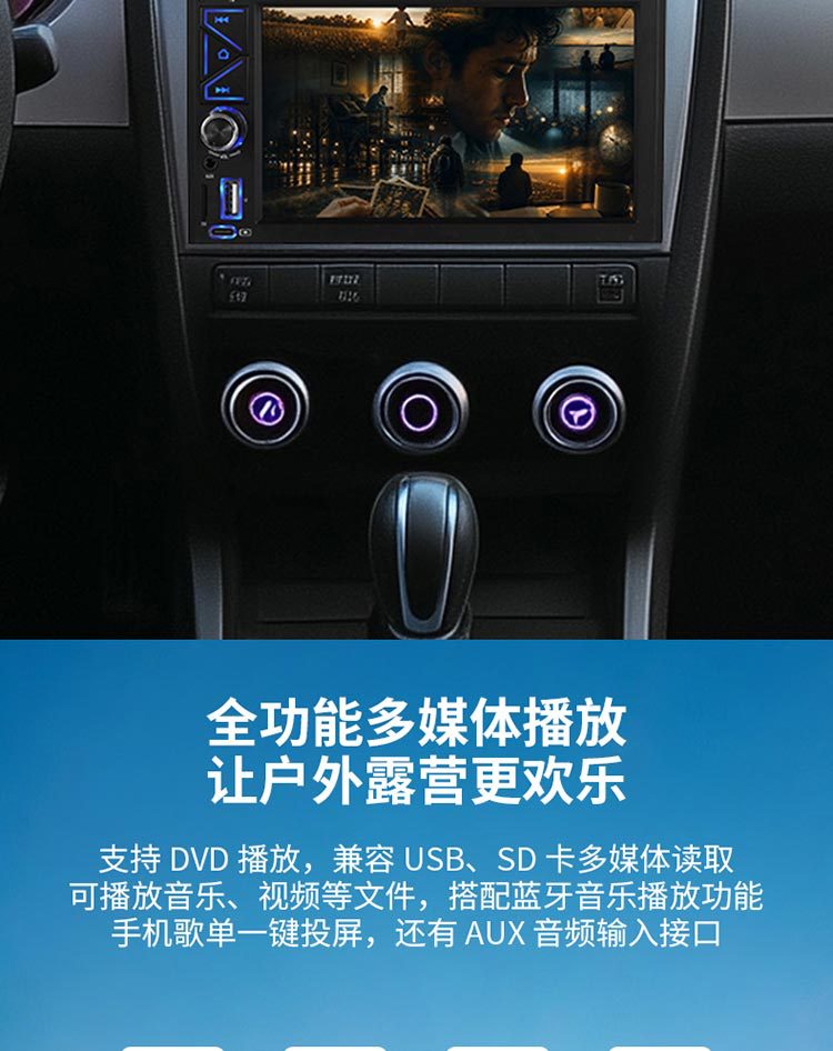 New 6.2inch HD Car MP5/DVD Player with Bluetooth, AM/FM, Fast Charging, and Wireless Connectivity