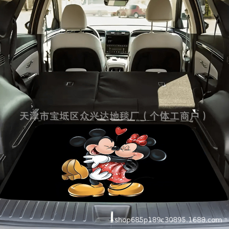 跨境米奇米妮后备箱装饰防滑垫汽车防尘罩垫物品耐脏垫现货可代发