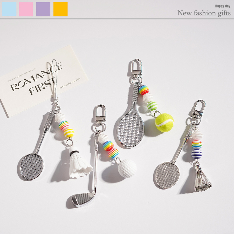 DIY Badminton Keychain Creative Small Gift Sports Keychain Pendant Accessory Key Rope Small Racket Pendant