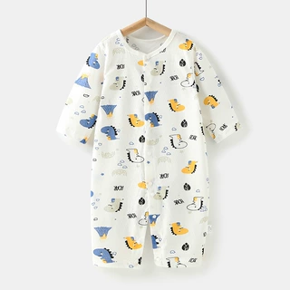 婴儿连体衣服夏季薄款套装纯棉空调服睡衣新生男宝宝夏装长袖哈衣