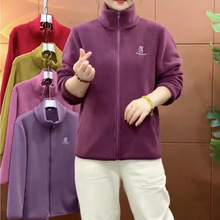 2025秋季时尚双面奥利绒立领女外套妈妈装秋冬保暖色运动中年女