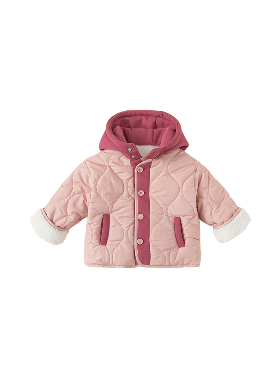 Youbao Ropa Infantil Chaqueta de Algodón de Invierno Nuevo Estilo Coreano Abrigo de Algodón Grueso con Bloques de Color para Niñas Elegante DY23127
