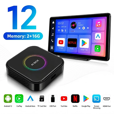 Cross-Border Three-In-One Wired to Wireless Carplay Box for Apple and Android Auto Car Connectivity and Smart Screen Projection (Simsiz CarPlay və Android Auto) - three-in-one-smart-android-box-216g
