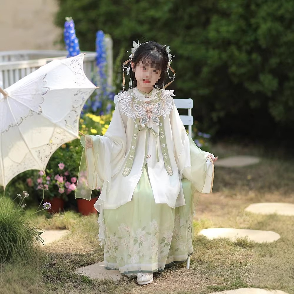 Collar, autumn children's Hanfu, set