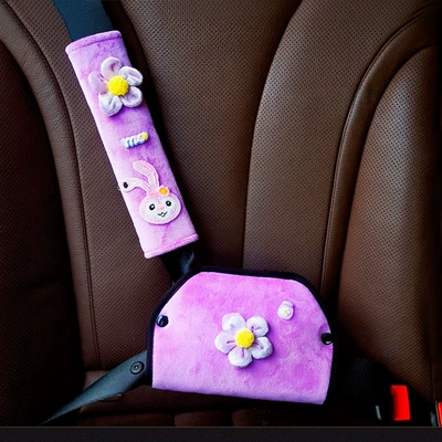 Car Accessories | Seat belt shoulder pad - velvet-shield-star-road-purple-flower-velvet-style-universal
