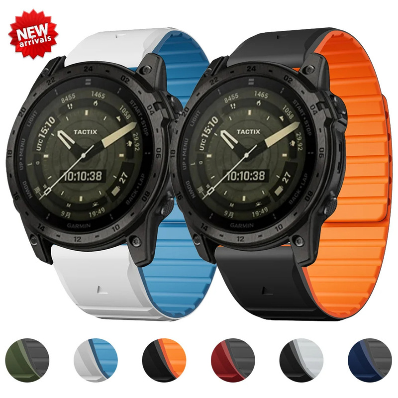 Suitable for Garmin Garmin Fenix7X/6/5 Tactix Contrasting Color Silicone Magnetic Loop Strap