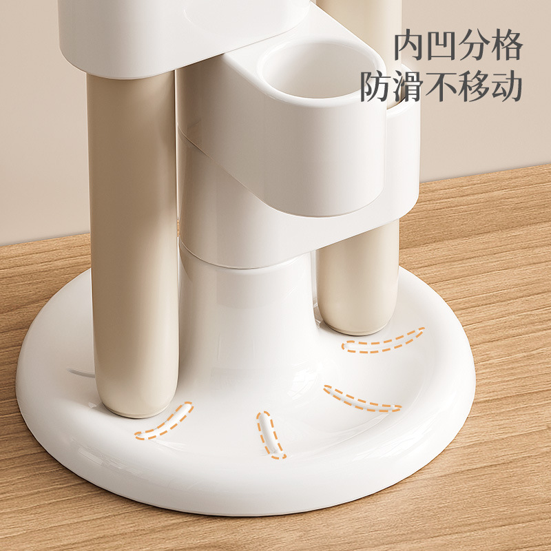 [Original] Soporte de cepillo de dientes giratorio, tocador, estante de compartimentación de escritorio, cepillo de maquillaje, portalápices, tubo de almacenamiento