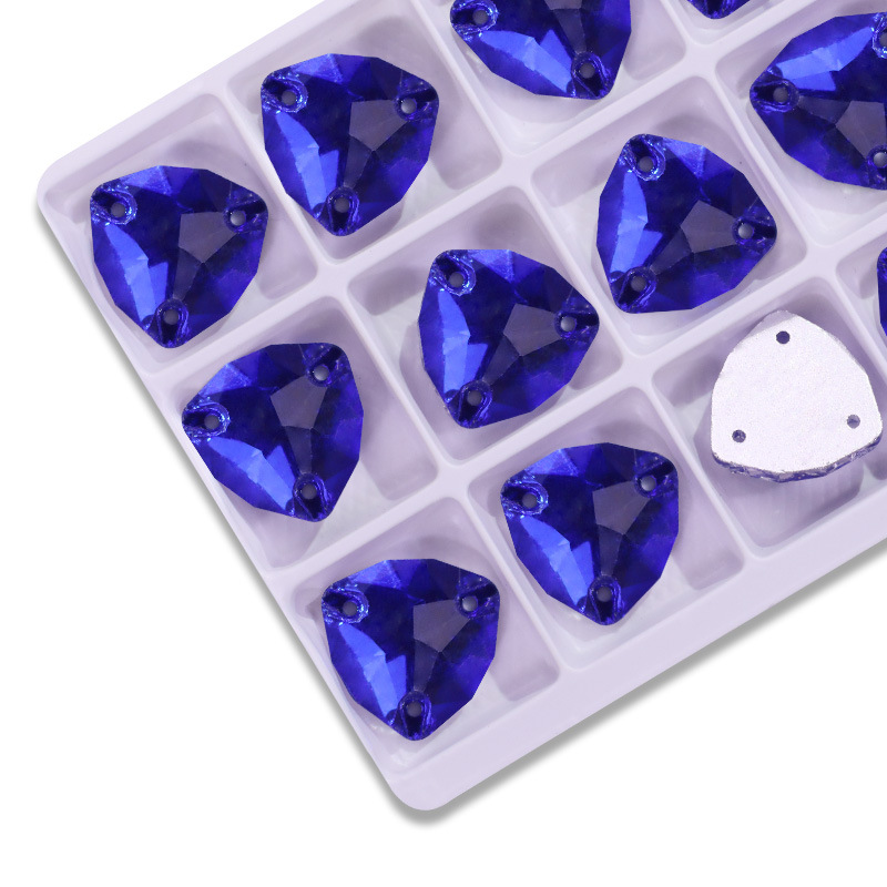 Triángulo gordo plano taladro de costura de mano triángulo gordo de vidrio de botón plano accesorios joyería DIY accesorios de ropa taladro