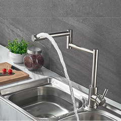 Factory wholesale kitchen faucet cold and hot 304 stainless steel water faucet, sink basin foldable rotating faucet