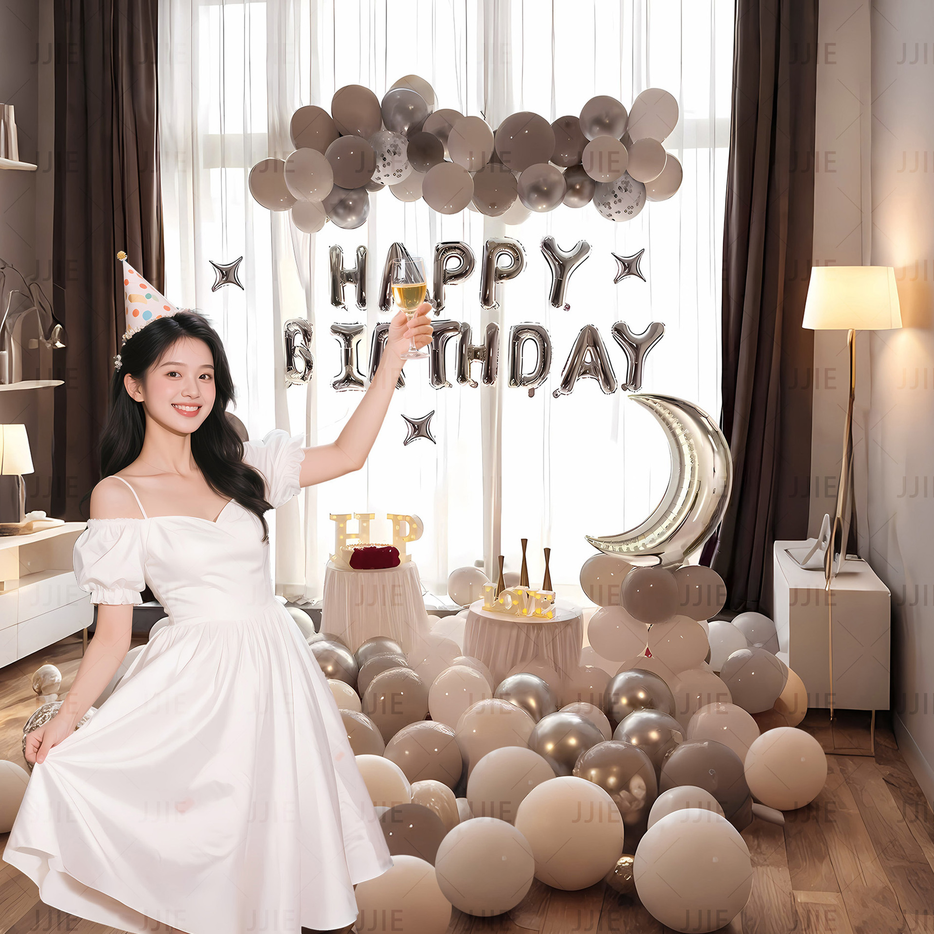 Disposición de escenario de fondo suministros de pared paquetes de alto nivel de comercio exterior paquetes de novia de cumpleaños globo decoración de fiesta