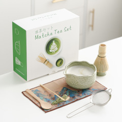 抹茶绿日式樱花抹茶碗茶筅立45678件套宋代点茶工具套装跨境专供