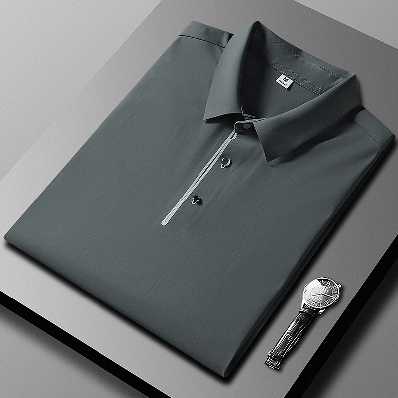 2024 verano delgado camiseta de hielo de manga corta con solapa para hombres secado rápido sin marcas camiseta de polo de media manga grande al por mayor