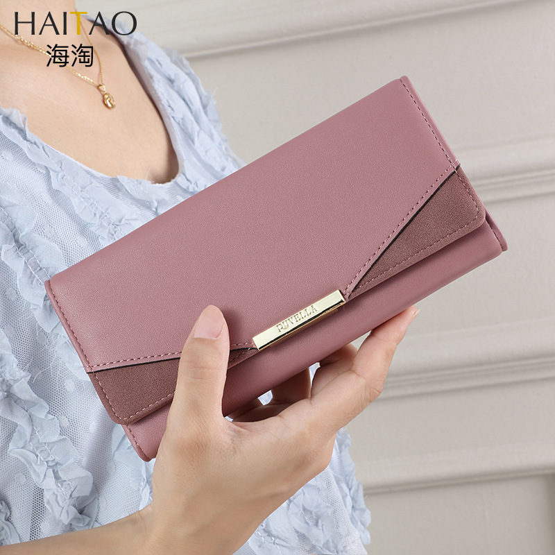 Haitao billetera de mujer simple estilo coreano embrague cartera transfronteriza moda cartera larga Cartera de mujer simple titular de la tarjeta lote