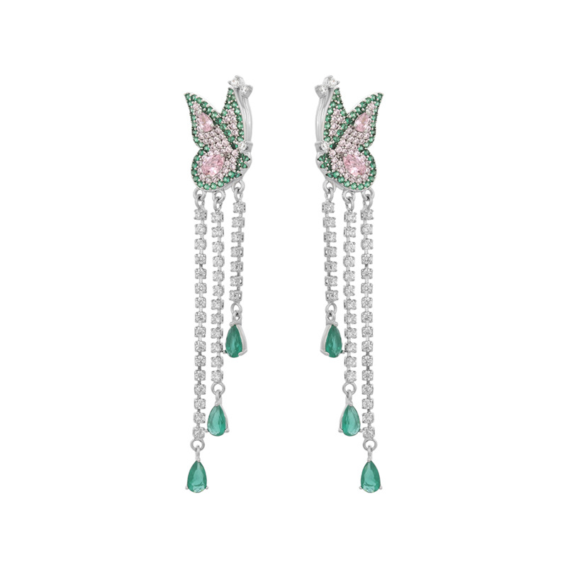 Xuping colección de estilo lujoso mariposa larga aretes de brida aleación de cobre elegante temperamento orejas al por mayor mujeres