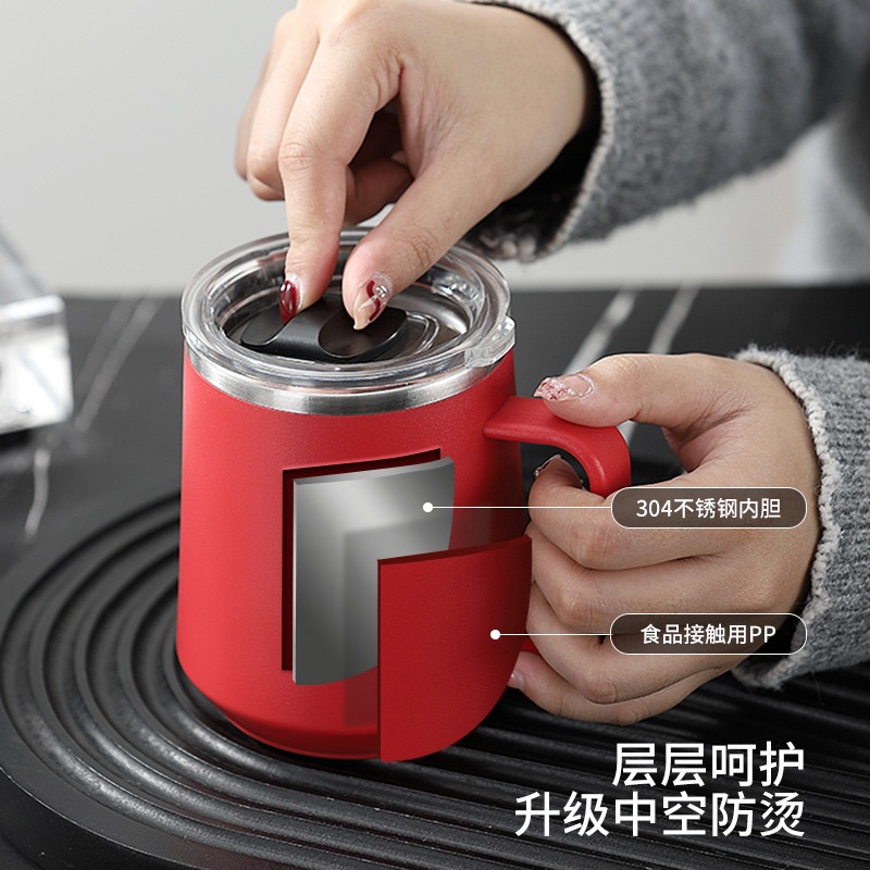 Tendencia creativa aislamiento de doble capa 304 acero inoxidable taza de oficina taza de hogar de oficina perezosa personalizada