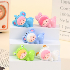 漫画の動物の睡眠お尻人形装飾品 diy 樹脂オイルドリップキーホルダーホームデコレーションアクセサリーブラインドボックス