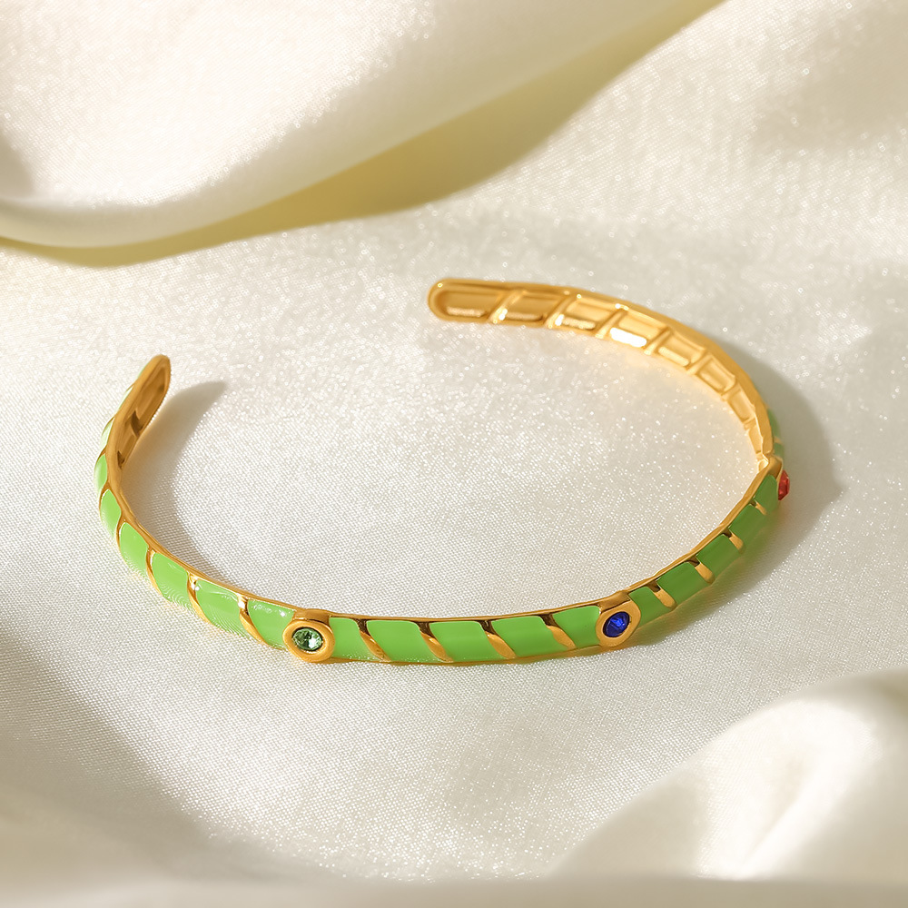 Fashion Geometric Stainless Steel Bracelets Gold Plated Zircon Stainless Steel Bracelets