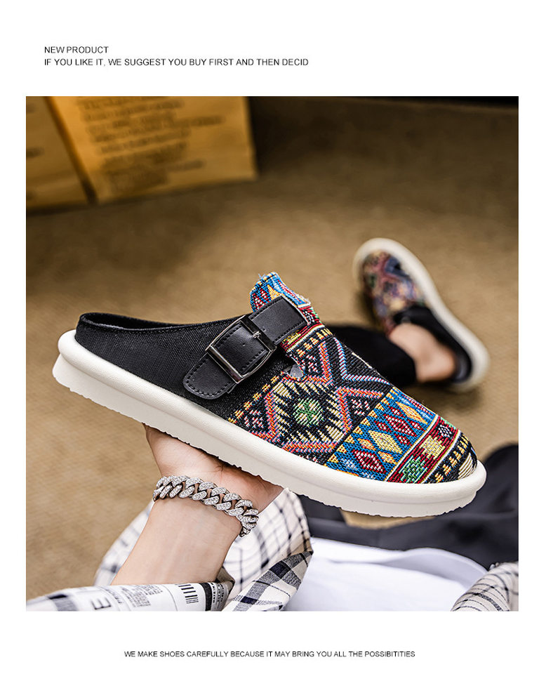 Dép sandal nam nửa gót không quai hậu, thoáng khí mùa hè, đế bằng nhẹ, size lớn 39–47 — BK 502m màu, BK 503m màu, BK 505m màu nâu, BK501 kaki chi tiết 36