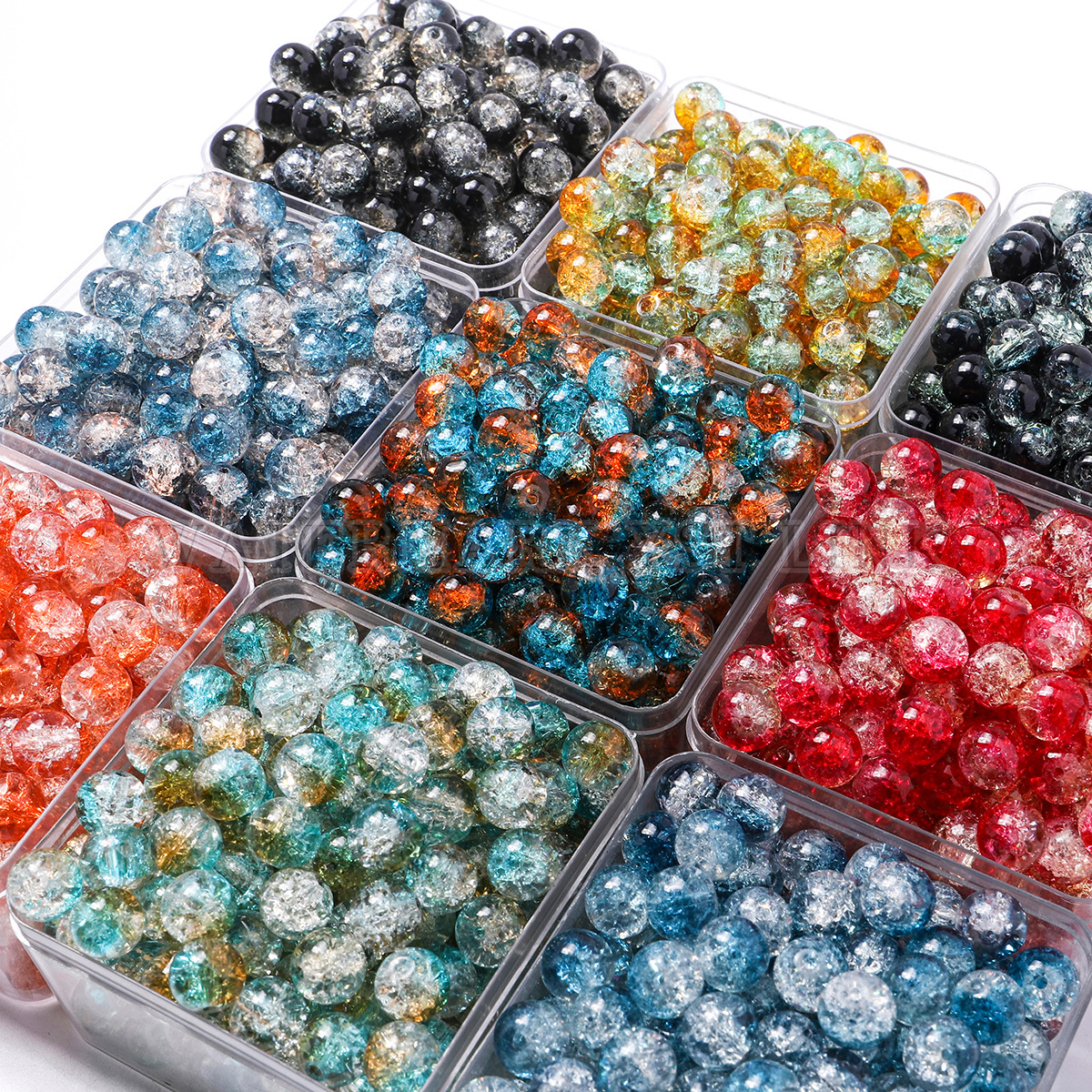 New Product 8/10mm Glazed Explosion Beads Dunhuang Two-Color Gradient Crackle Loose Beads DIY Bracelet Bracelet Accessories Loose Beads