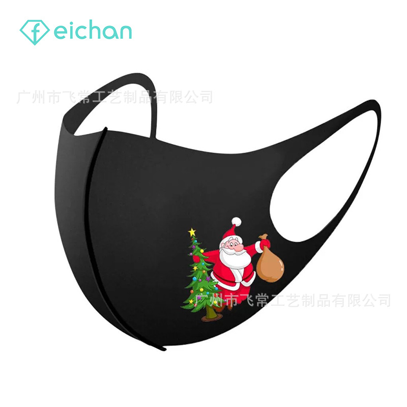 圣诞节口罩女夏季男潮款3d立体明星同款印花节日透气紫外线防晒