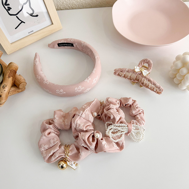 Girl Cherry Blossom Pink Flower Bow Hairpin Hair Rope Top Clip Hair Accessories display picture 4