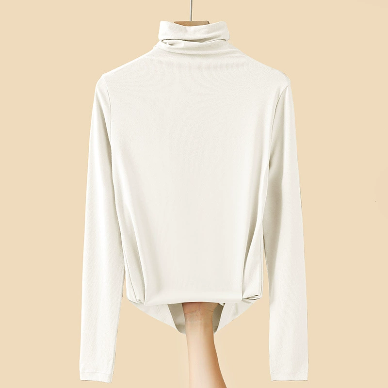 Fitted Long-Sleeve High-Collar Top, Thin Autumn Base Layer, Body-Friendly Fit