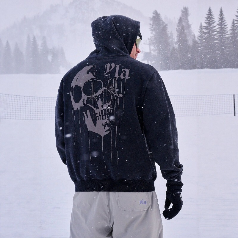 American Trendy Brand Youngla Sports Hooded Sweatshirt Skull Jogging Men's Casual Fitness Running Top Jacket