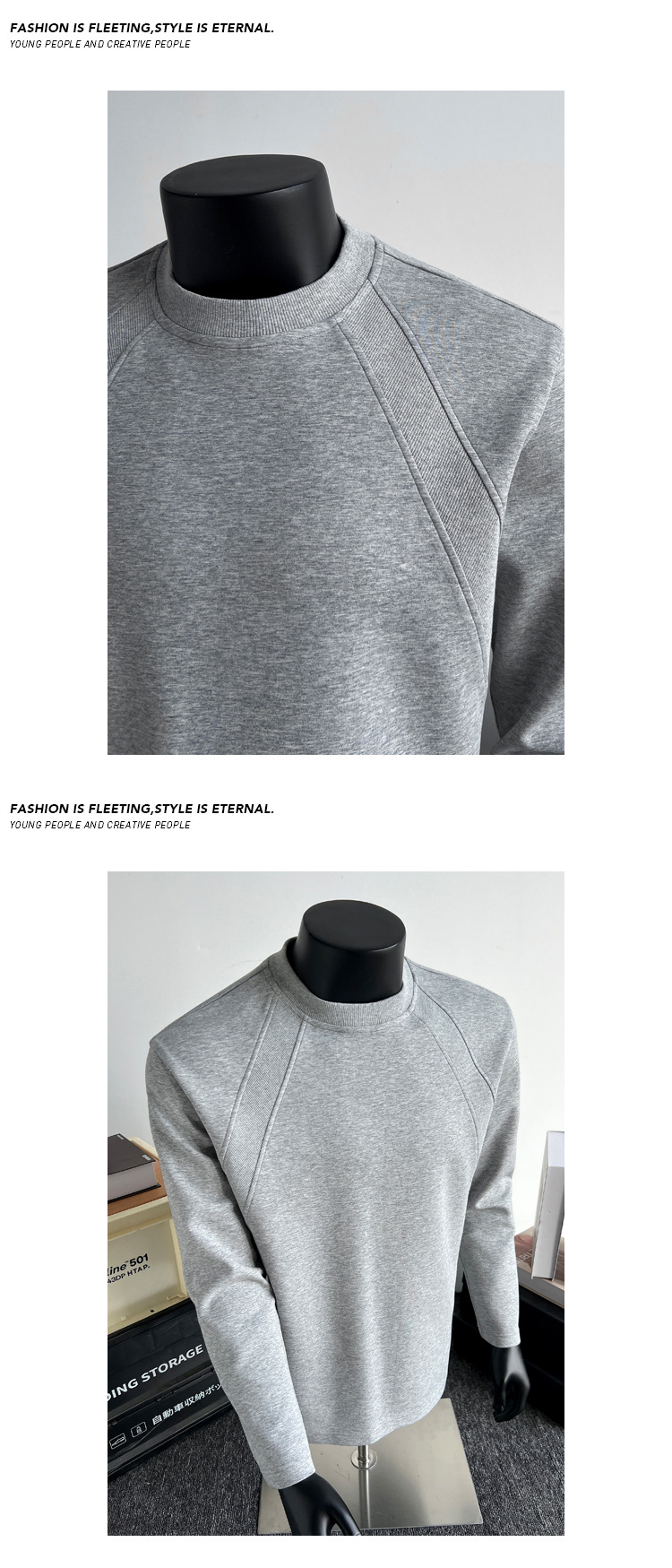 Men's Patchwork Chinese Cotton Long Sleeve T-shirt Round Neck_voghion.com