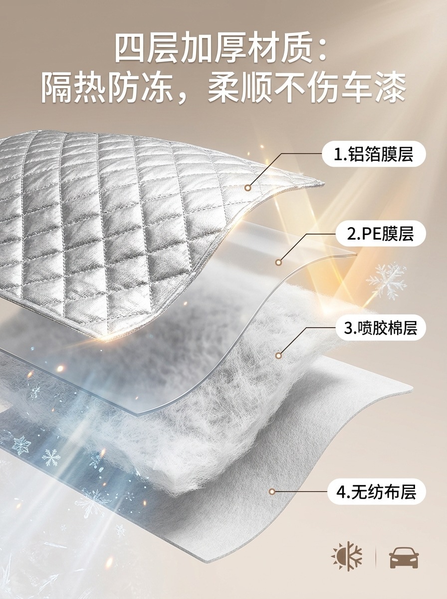 Car snow cover for the front windshield, winter snow protection cover, thickened car cover, half cover for frost and snow protection