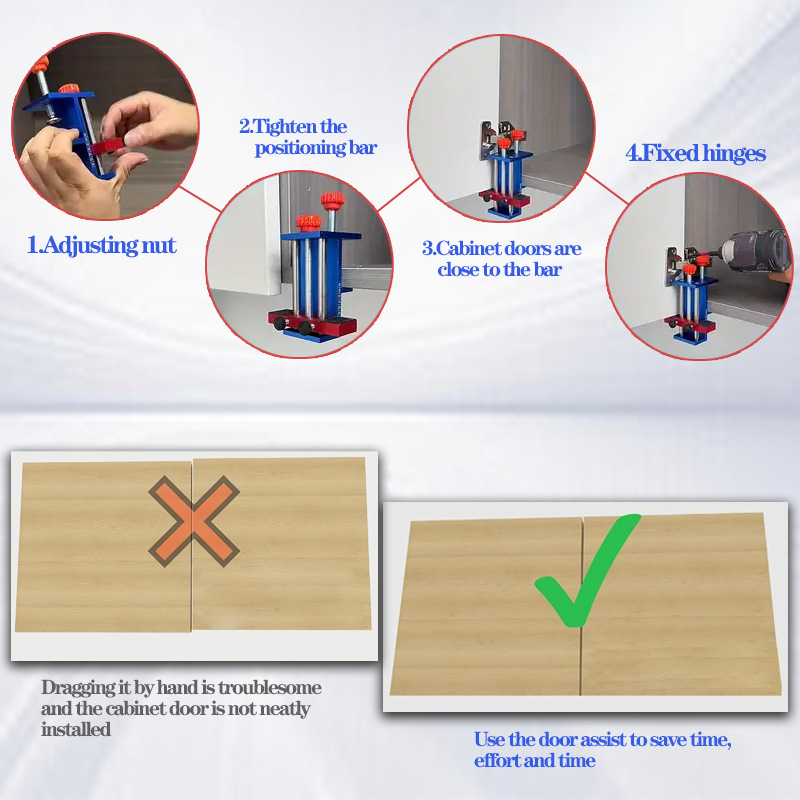 캐비닛 도어 보조 설치 ARTIFT 다기능 캐비닛 도어 수동 설치 보조 고정 장치 바닥 캐비닛 옷장 평면 바닥 문