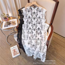 立体花朵刺绣工艺蝴蝶结无袖连衣裙新款气质小众显瘦