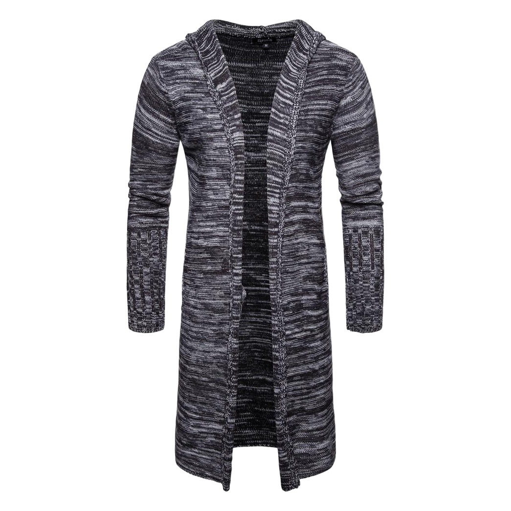 2021 Otoño e Invierno suéter nueva ropa de hombre transfronteriza AliExpress casual copo de nieve con capucha de longitud media Chaqueta de punto para hombres