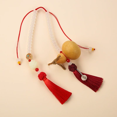 Car hanging — pendant gourd sachet Creative Car - upgraded-beaded-ping-an-gourd-red-double-ear