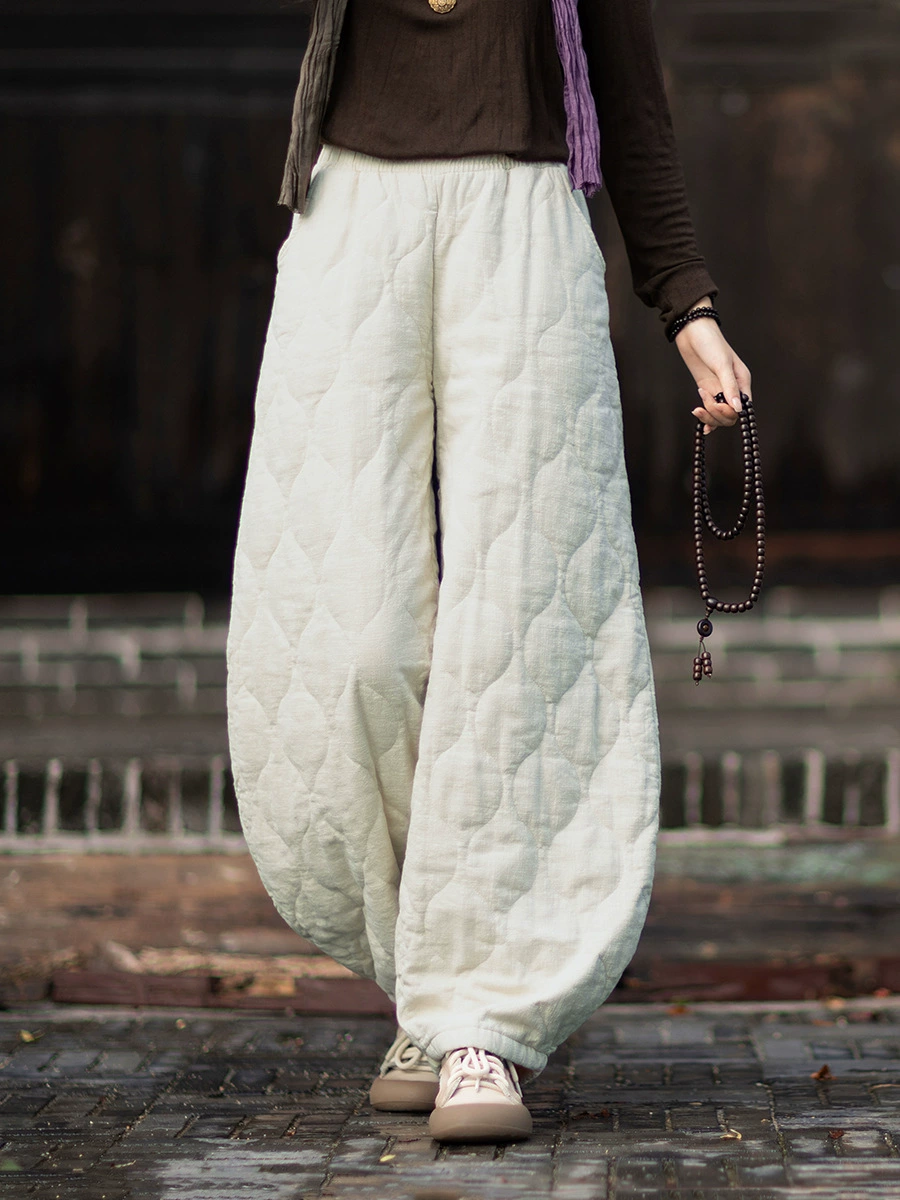 Winter genuine retro keep warm trousers, quilted flashlight, increased thickness