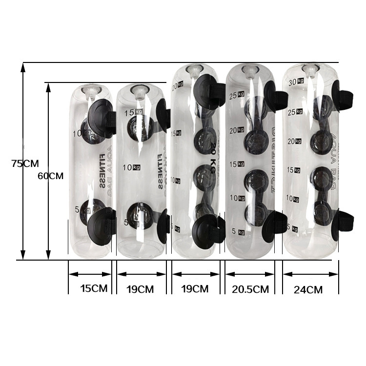 Deportes transparente fitness bolsa de agua de inyección de agua bolsa de energía bolsa de cuerno bolsa de arena de soporte de peso portátil entrenamiento de equilibrio bolsa física