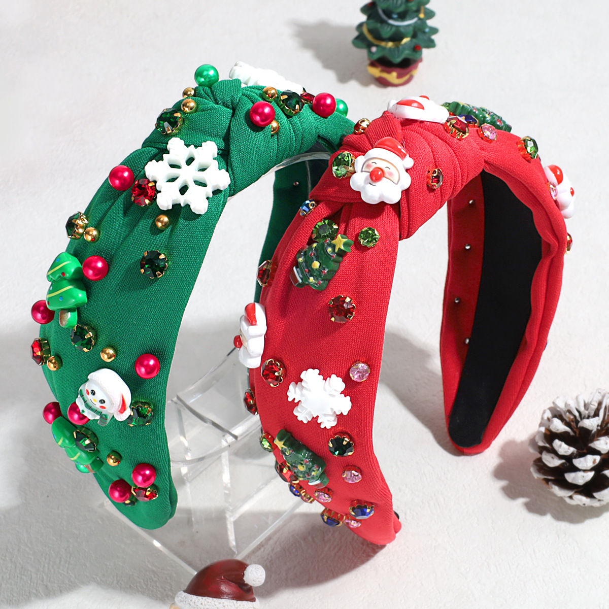 141g Weight Hair Band Hair Accessories Type 1 Piece Quantity Daily Occasion Christmas Festival Santa Claus Pattern Women's Gender Flakes Design Vacation, Simple Style Style Christmas Vacation Simple Style Women's Santa Claus Flakes Hair Band 4