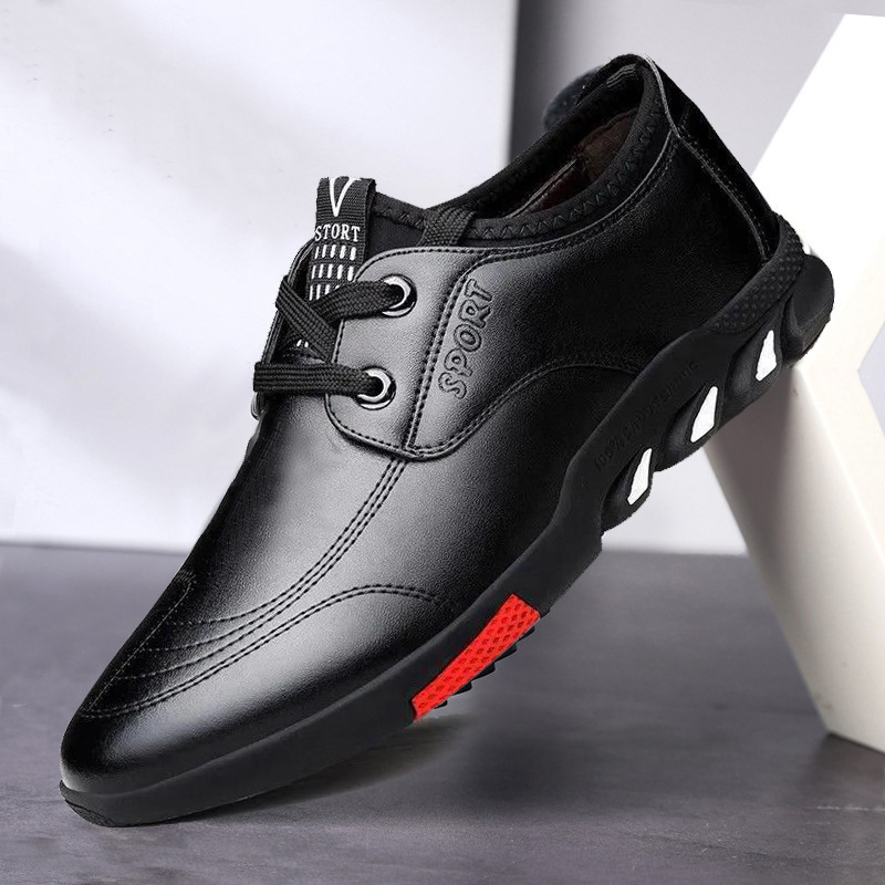 Men's Leather Shoes Autumn New Leather Shoes Sports Casual Shoes Breathable Business Work Commuter Simple Atmospheric Leather Shoes for Men