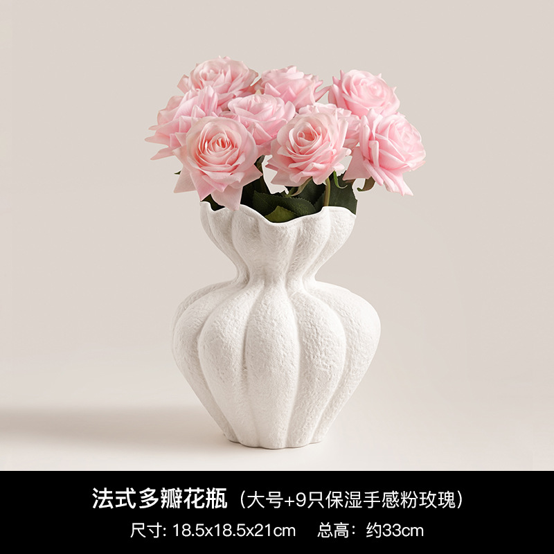 Large french multi-petal vase + single moisturizing feel rose pink *9