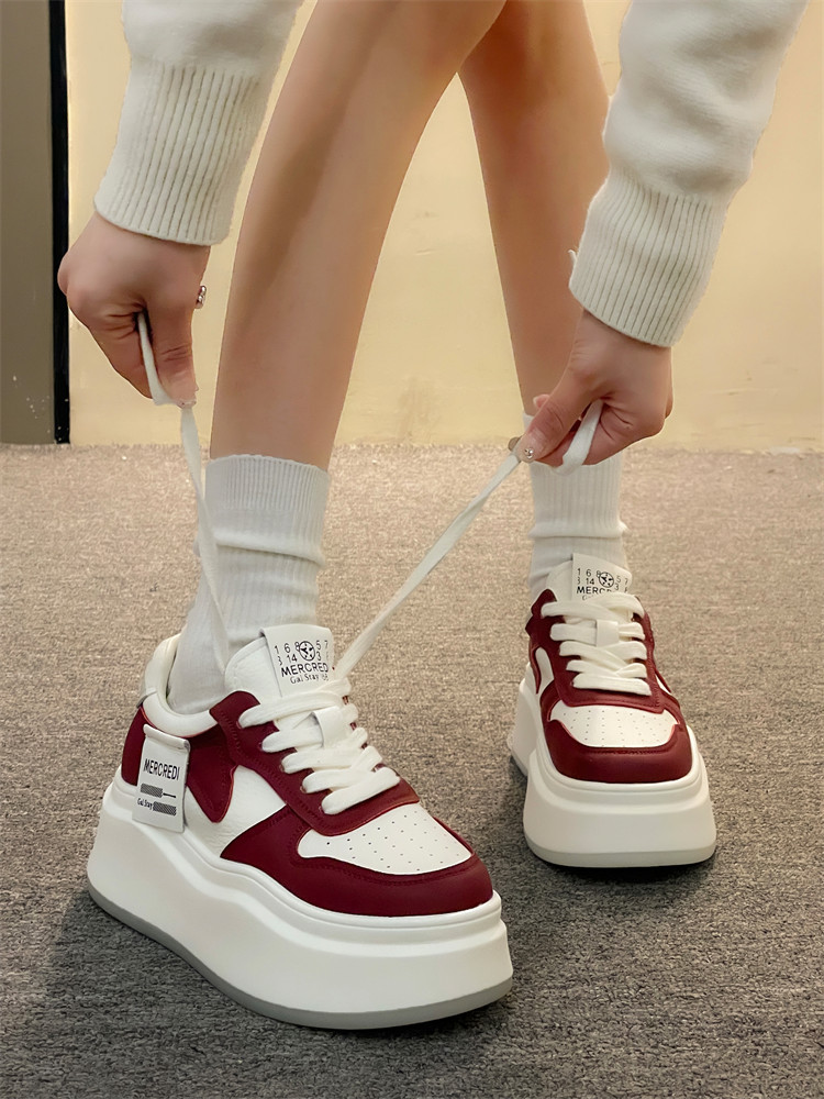 Baskets Femme Blanches Plateforme Sneakers Tendance Printemps Automne_voghion.com